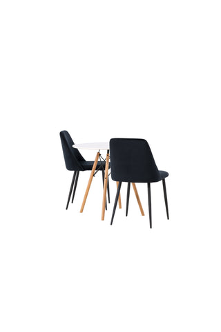 Venture Home Danburi Matbord - Woodlook / Woodlook MDF +Nattmatstol - Svart / Svart sammet _2