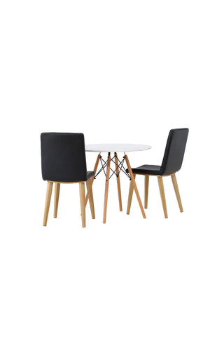 Venture Home Danburi Matbord - Woodlook / Woodlook MDF +Today Dining Chair - Nature / Svart PU _2
