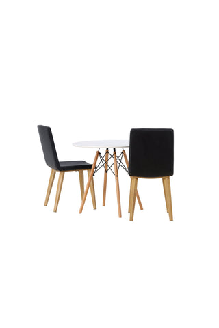 Venture Home Danburi Matbord - Woodlook / Woodlook MDF +Today Dining Chair - Nature / Svart PU _2