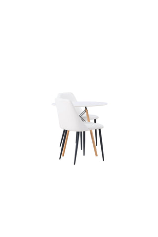 Venture Home Danburi Matbord - Woodlook / Woodlook MDF +Nattmatstol - Svart / Vit PU _2