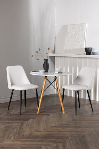 Venture Home Danburi Matbord - Woodlook / Woodlook MDF +Nattmatstol - Svart / Vit PU _2