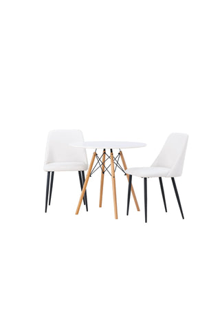 Venture Home Danburi Matbord - Woodlook / Woodlook MDF +Nattmatstol - Svart / Vit PU _2