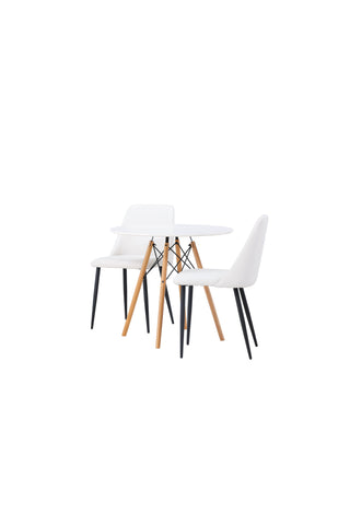 Venture Home Danburi Matbord - Woodlook / Woodlook MDF +Nattmatstol - Svart / Vit PU _2