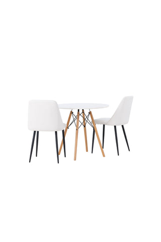 Venture Home Danburi Matbord - Woodlook / Woodlook MDF +Nattmatstol - Svart / Vit PU _2