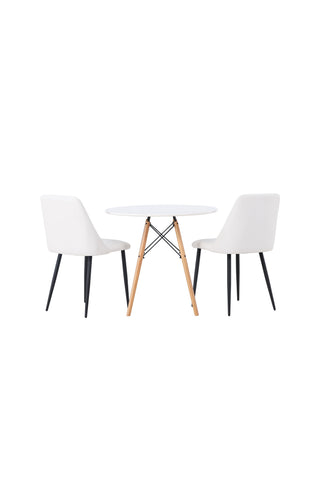 Venture Home Danburi Matbord - Woodlook / Woodlook MDF +Nattmatstol - Svart / Vit PU _2