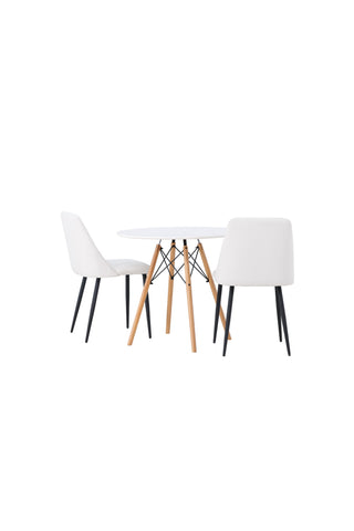 Venture Home Danburi Matbord - Woodlook / Woodlook MDF +Nattmatstol - Svart / Vit PU _2
