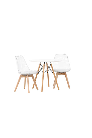 Venture Home Danburi Matbord - Woodlook / Woodlook MDF +Edvin Matstol - Nature / PET (sittdyna vit) PET-yta, sits med vanlig svamp _2