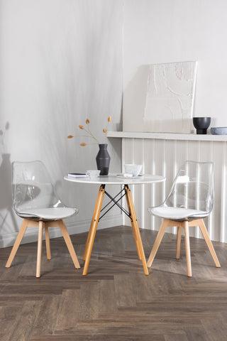 Venture Home Danburi Matbord - Woodlook / Woodlook MDF +Edvin Matstol - Nature / PET (sittdyna vit) PET-yta, sits med vanlig svamp _2