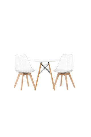 Venture Home Danburi Matbord - Woodlook / Woodlook MDF +Edvin Matstol - Nature / PET (sittdyna vit) PET-yta, sits med vanlig svamp _2