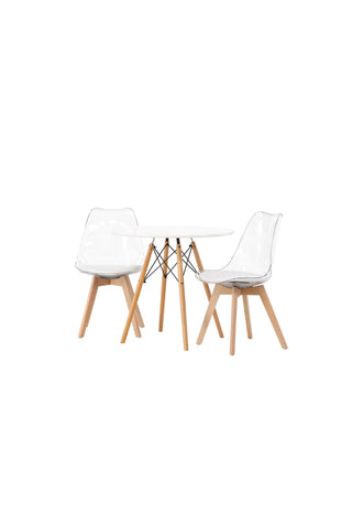 Venture Home Danburi Matbord - Woodlook / Woodlook MDF +Edvin Matstol - Nature / PET (sittdyna vit) PET-yta, sits med vanlig svamp _2