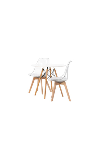 Venture Home Danburi Matbord - Woodlook / Woodlook MDF +Edvin Matstol - Nature / PET (sittdyna vit) PET-yta, sits med vanlig svamp _2