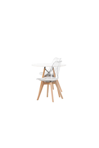 Venture Home Danburi Matbord - Woodlook / Woodlook MDF +Edvin Matstol - Nature / PET (sittdyna vit) PET-yta, sits med vanlig svamp _2