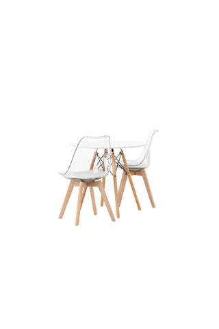 Venture Home Danburi Matbord - Woodlook / Woodlook MDF +Edvin Matstol - Nature / PET (sittdyna vit) PET-yta, sits med vanlig svamp _2