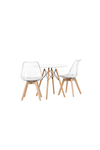 Venture Home Danburi Matbord - Woodlook / Woodlook MDF +Edvin Matstol - Nature / PET (sittdyna vit) PET-yta, sits med vanlig svamp _2