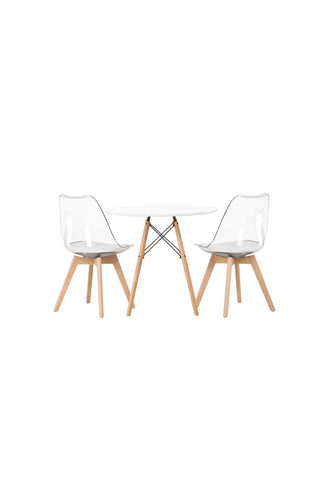 Venture Home Danburi Matbord - Woodlook / Woodlook MDF +Edvin Matstol - Nature / PET (sittdyna vit) PET-yta, sits med vanlig svamp _2