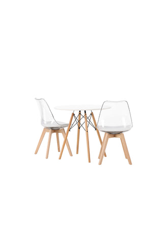 Venture Home Danburi Matbord - Woodlook / Woodlook MDF +Edvin Matstol - Nature / PET (sittdyna vit) PET-yta, sits med vanlig svamp _2