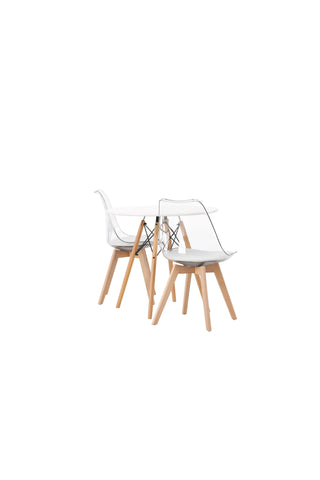 Venture Home Danburi Matbord - Woodlook / Woodlook MDF +Edvin Matstol - Nature / PET (sittdyna vit) PET-yta, sits med vanlig svamp _2