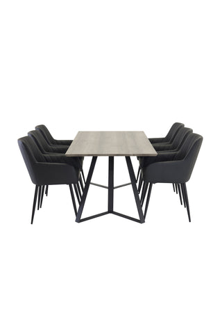 Venture Home Marina Matbord - 180*90*H75 - Grå / Svart +Comfort - Matstol 2-pack - svart/Svart _6
