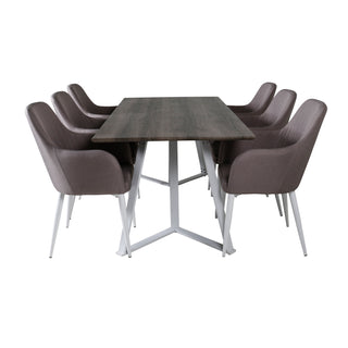 Venture Home Marina Matbord - Grå "ek" / Vita Ben +Komfortstol 2-pack Polargrå - Vita Ben _6