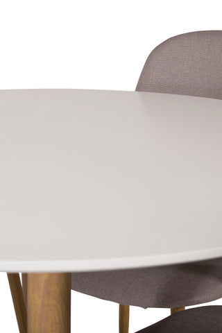 Venture Home Plaza Runt Matbord - Ek-Look / Vit - ø100*H75 +Polar Matsalsstol Ekben / Grå Tyg _4