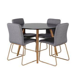 Venture Home Plaza Runt Matbord - Ek-Look / Svart - ø100*H75 +Mace Matstol - Ek-Look / Mellangrå _4