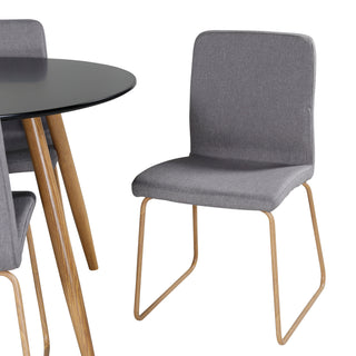 Venture Home Plaza Runt Matbord - Ek-Look / Svart - ø100*H75 +Mace Matstol - Ek-Look / Mellangrå _4