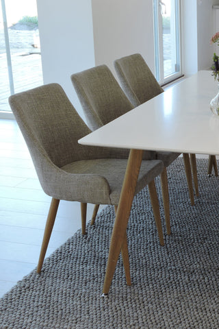 Venture Home Polar Matbord - Ek-Look / Vit- 180*90*H75 +Plaza Matstol 2-pack - Ek-Look / Ljusgrå _6