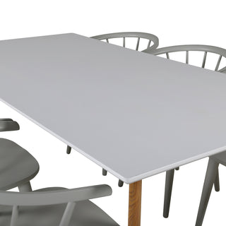 Venture Home Polar Matbord - Ek-Look / Vit- 180*90*H75 +Bullerbyn - Matstol - Ljusgrå _6