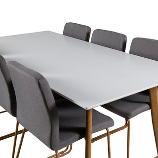 Venture Home Polar Matbord - Ek-Look / Vit- 180*90*H75 +Mace Matstol - Ek-Look / Mellangrå _6