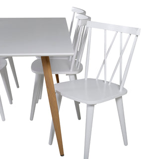 Venture Home Polar Matbord - Ek-Look / Vit- 180*90*H75 +Mariannelund - Matstol - Vit _6
