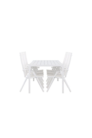 Venture Home Break Matbord - Vit / Vit Aintwood +Break Matstol Alumnium - Vit / Textilene _6