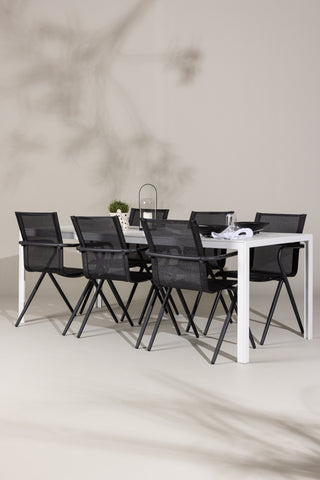 Venture Home Break Matbord - Vit / Vit Aintwood +Alina Matstol - Svart Alu / Svart Textilene _6