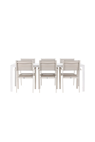Venture Home Break Matbord - Vit / Vit Aintwood +Copacabana Stapelstol - Beige/Beige _6