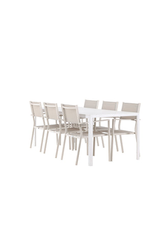 Venture Home Break Matbord - Vit / Vit Aintwood +Copacabana Stapelstol - Beige/Beige _6