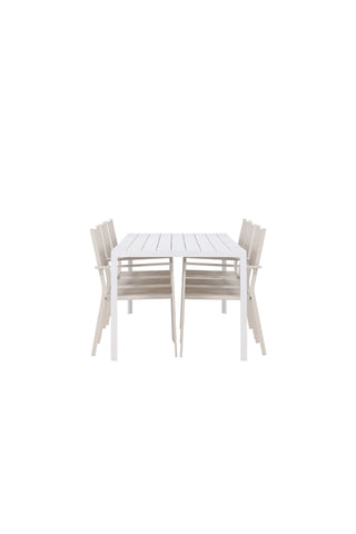 Venture Home Break Matbord - Vit / Vit Aintwood +Copacabana Stapelstol - Beige/Beige _6