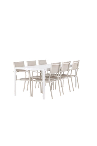 Venture Home Break Matbord - Vit / Vit Aintwood +Copacabana Stapelstol - Beige/Beige _6