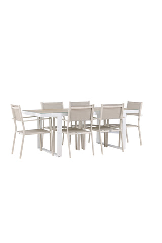 Venture Home Merlo Matbord - Vit/Whitewash +Copacabana Stacking Chair - Beige/Beige _6