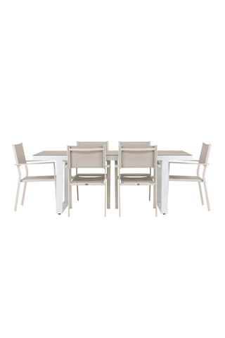 Venture Home Merlo Matbord - Vit/Whitewash +Copacabana Stacking Chair - Beige/Beige _6