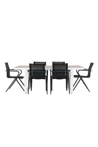 Venture Home Merlo Matbord - Vit/Whitewash +Alina Matstol - Svart Alu / Svart Textilene _6