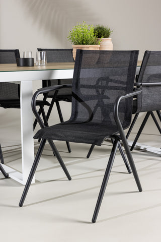 Venture Home Merlo Matbord - Vit/Whitewash +Alina Matstol - Svart Alu / Svart Textilene _6