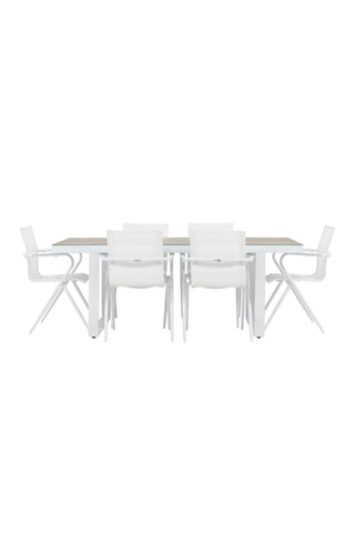 Venture Home Merlo Matbord - Vit/Whitewash +Alina Matstol - vit Alu / Vit Textilene _6