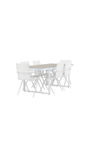 Venture Home Merlo Matbord - Vit/Whitewash +Alina Matstol - vit Alu / Vit Textilene _6