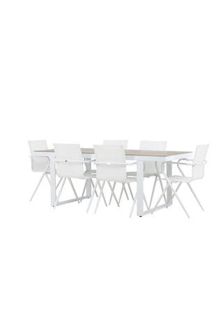 Venture Home Merlo Matbord - Vit/Whitewash +Alina Matstol - vit Alu / Vit Textilene _6
