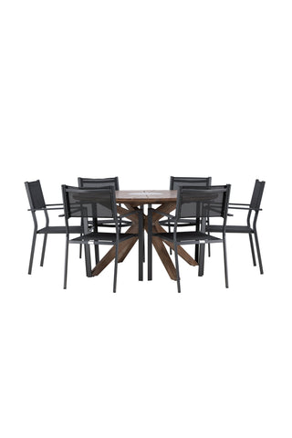 Venture Home Rosario Matbord- Teak Ø140 +Copacabana Stapelstol - Svart/Svart - Ersätter 4131-408 _6