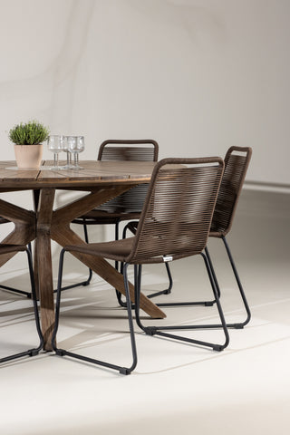 Venture Home Rosario Matbord- Teak Ø140 +Lindos Matstol Aluminium - Svart / _6
