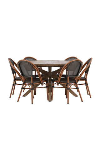 Venture Home Rosario Matbord- Teak Ø140 +Guarda Caféstol 2-pack - Brun/Svart _6