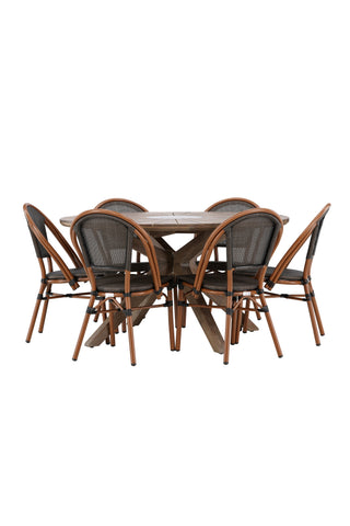Venture Home Rosario Matbord- Teak Ø140 +Guarda Caféstol 2-pack - Brun/Svart _6