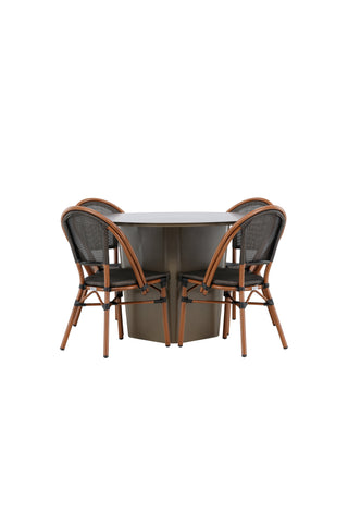 Venture Home Santa Fe Matbord ø120 - Roasty +Guarda Caféstol 2-pack - Brun/Svart _4