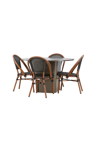 Venture Home Santa Fe Matbord ø120 - Roasty +Guarda Caféstol 2-pack - Brun/Svart _4