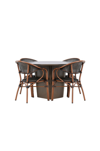 Venture Home Santa Fe Matbord ø120 - Roasty +Vila Real Caféstol 2-pack - Brun/Svart _4